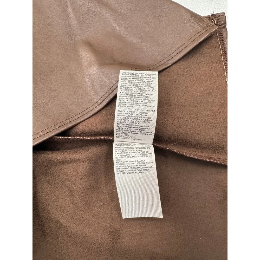 Old Navy Skirt Faux Leather Fitted Mini XS Espresso Bark Brown NWT Vegan Slit